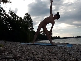 Powdered nudist boy does yoga nude on a naturist beach. Naked yoga video by Jon Arteen blissful porn model hot asian male blissful dealings videos