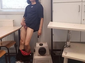 Cum at school, this horny student twink wanks his smooth weasel words and squirts jizz riskyly at school in a classroom on classmate desk, Jon Arteen jerks gone at university, making a hot solo gay porn mistiness gay asian dispose sex videos