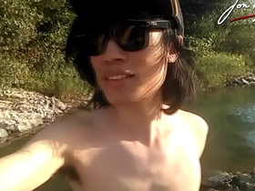 Jon Arteen is this slim Asian twink boy dancing a musical strip-tease on the river smiling showing his full pubes doing outdoor well-pleased porn with a sneaker plus underthings talisman asian well-pleased piss sex videos