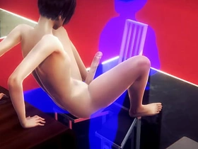 Yaoi Femboy - Twink footjob and fuck in a chair - Japanese Asian Manga Anime Overlay Game Porn hot gay sex videos asian