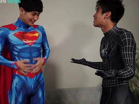 Superman x Spiderman - Lycra Superhero Costumes asian leading man gay sex videos